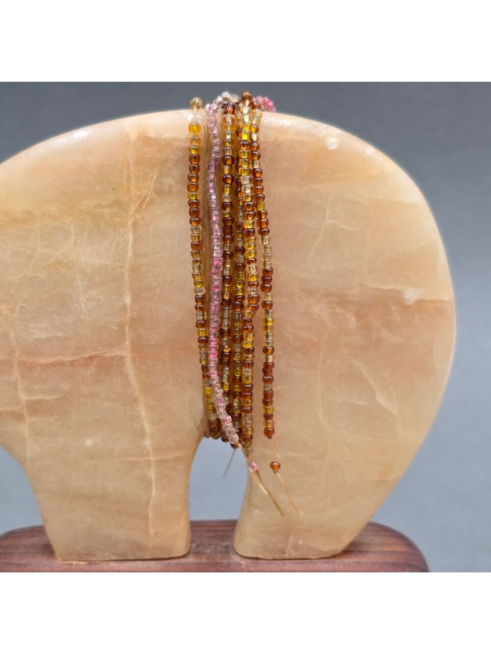 Alabaster Bear Fetish Carving Wood Base Signed Riverwoman Numbered 4011 7" READ - Picture 7 of 16